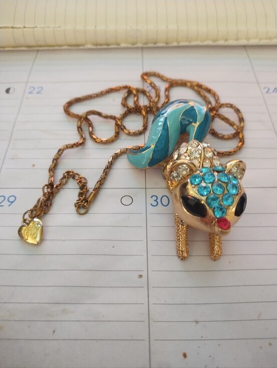 Betsey Johnson Jewelry - Blue Crystal Fox Pendant, Betsey Johnson, 30-inch Necklace